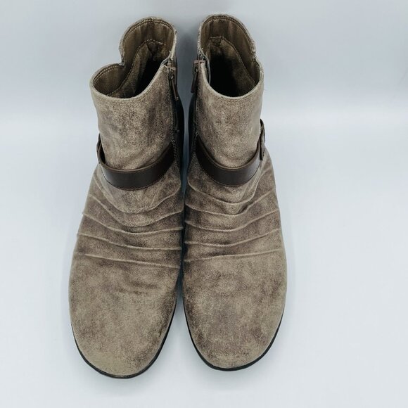 Natural Soul Boots Womens Size 9 M Brown Coltrane Ankle Booties Creased Zipper - Picture 5 of 11